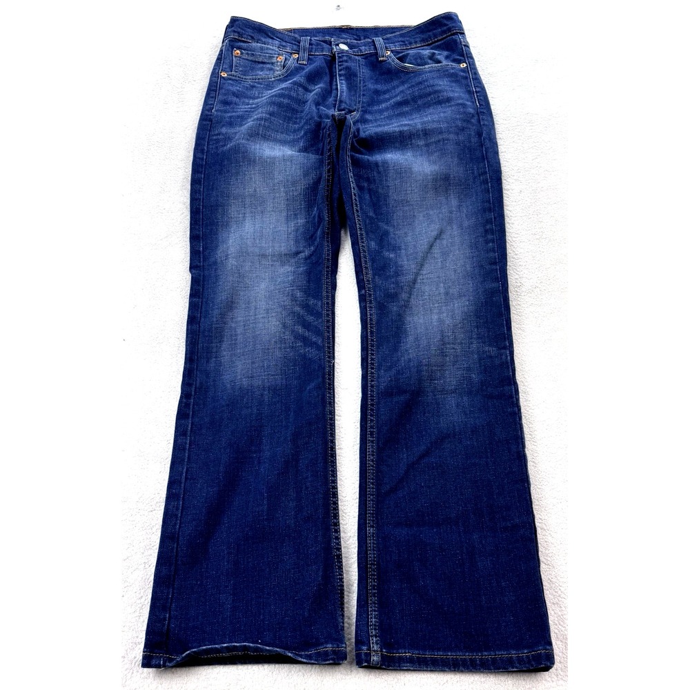 Levis 527 Jeans Men 32x30 Blue Slim Boot Distressed Whisker Denim Cowboy Western